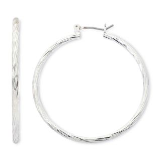 Sensitive Ears Medium Diamond Cut Hoop Earrings, Silver