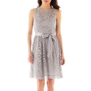 LILIANA Simply Sleeveless Lace Fit and Flare Dress, Dove