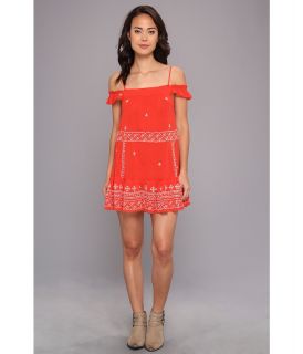 Free People Embroidered Flounce Slip Womens Clothing (Red)