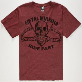Ride Fast Mens T Shirt Burgundy In Sizes Large, Xx Large, X Large