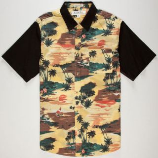 The Palms Mens Shirt Yellow In Sizes X Large, Medium, Small, Large For