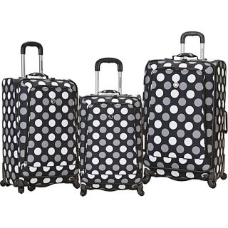 3 Piece Monte Carlo Spinner Luggage Set Black Dot   Rockland Lu