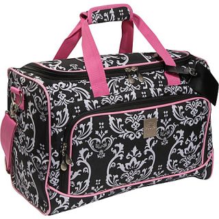 Damask City Duffel   Black Pink