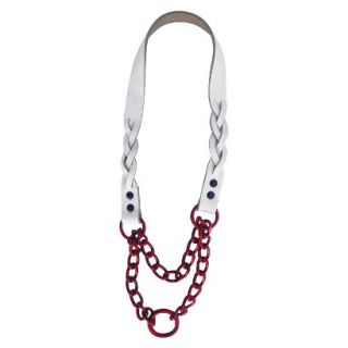 Platinum Pets Braided White Leather Martingale   Red (15)
