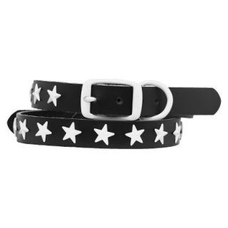 Platinum Pets Black Genuine Leather Dog Collar with Stars   White (11   15)