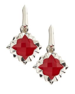 Superstud Square Earrings, Red