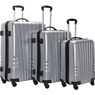 Lightweight Polycarbonate 3 Piece Swivel Luggage Set Grey   McBr