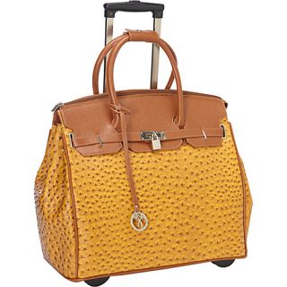Ostrich Rolling Laptop Tote Mustard   Ricardo Beverly Hill