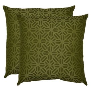 Threshold 2 Piece Outdoor Decorative Throw Pillow Set   Green Geometric