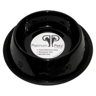 Platinum Pets Stainless Steel Embossed Non Tip Dog Bowl   Black (2 Cup)