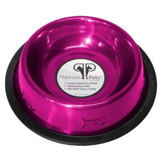 Platinum Pets Stainless Steel Embossed Non Tip Cat Bowl   Raspberry (1 Cup)