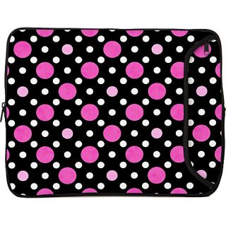 15 Designer Laptop Sleeve Polka Dots Back with Pink & White  