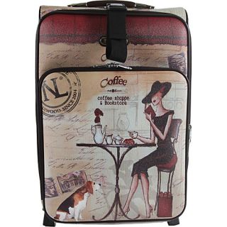 Cleo 22 Inch Rolling Expandable Carry On Print Collection Coffee   Ni