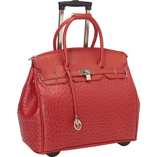 Ostrich Rolling Laptop Tote Cerise   Ricardo Beverly Hills