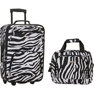 Rio 2 Piece Carry On Luggage Set Zebra   Rockland Luggage Lugga