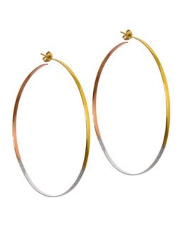 Colorblock 14k White/Rose/Yellow Gold Hoop Earrings