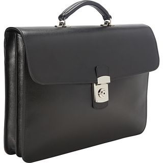 Kensington Single Gusset Briefcase Black   Royce Leather Non Wheel