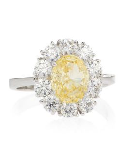 Oval Cut Canary CZ Pave Ring