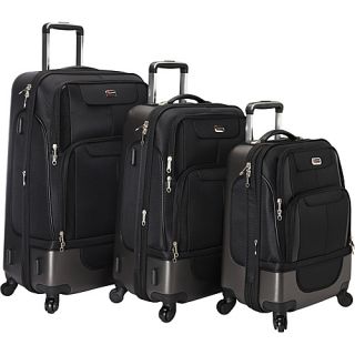 Expandable Hybrid Spinner Luggage   3 piece set Black   Ma