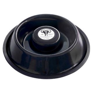 Platinum Pets Stainless Steel Non Embossed Slow Eating Bowl   Black