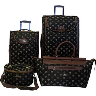 Fleur de Lis 4 Piece Luggage Set Black Fleur de Lis   American Fl