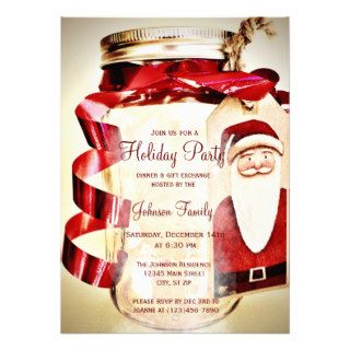 Rustic Mason Jar Christmas Party Invitations