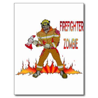 Firefighter Zombie Post Cards