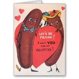 Vintage Hot Dog Valentine's Day Greeting Card