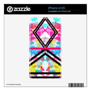 Trendy Fashion Stripes Neon Rainbow Watercolor Skins For The iPhone 4S