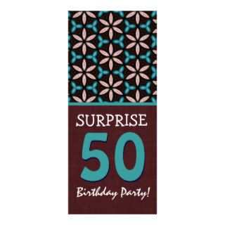 50th Surprise Birthday Aqua and Chocolate V2 Personalized Announcements