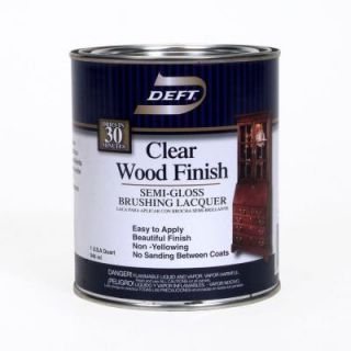 Deft 1 qt. Interior Semi Gloss Clear Wood Finish Brushing Lacquer 01104