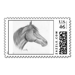 Thoroughbred horse drawing by Gunilla Wachtel Postage Stamp