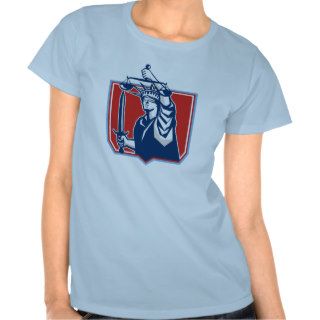 Statue of Liberty Wielding Sword Scales Justice Shirts