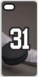 Hockey Sports Fan Player Number 31 White Rubber Decorative iPhone 5/5s Case Cell Phones & Accessories