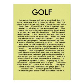 Golf Funny Poster Humor
