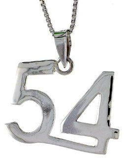 Sterling Silver Number 54 Pendant 3/4 inch Jewelry