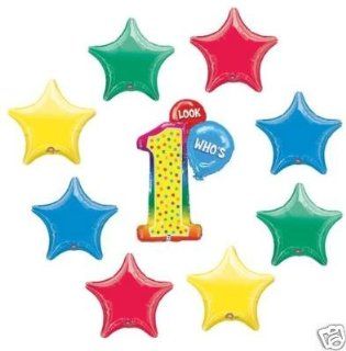 LOOK Who's Number #1 1st One Birthday Party Balloon SET Health & Personal Care