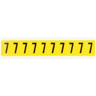 Brady 1530 7 1 1/2" Height, 7/8" Width, B 946 High Performance Vinyl, Black On Yellow Color 15 Series Indoor Or Outdoor Number Label, Legend "7" (10 Labels Per Card) Industrial Warning Signs