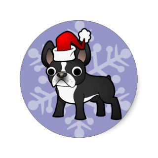 Christmas French Bulldog (black and white) Sticker