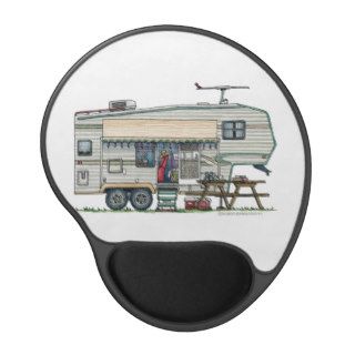 Cute RV Vintage Fifth Wheel Camper Travel Trailer Gel Mousepad