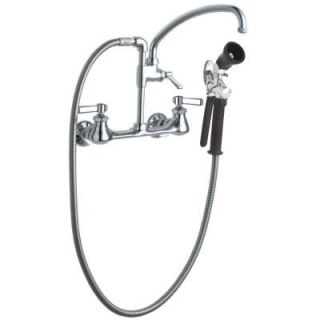 Chicago Faucets 3 Handle Side Sprayer Kitchen Faucet in Chrome 509 GCLABCP