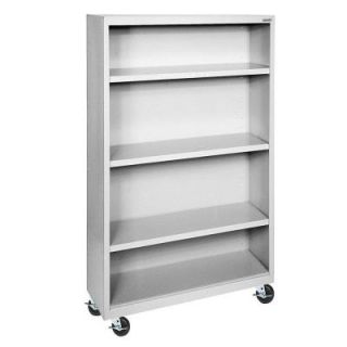 Sandusky Mobile 4 Shelf Steel Bookcase in Dove Grey BM30361852 05
