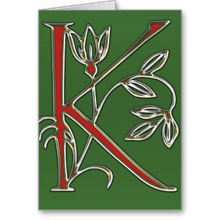 Flowery Letter k Greeting Cards