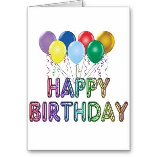 Happy Birthday with Balloons and Balloon Font Greeting Card
