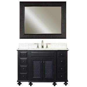 Water Creation London 48 in. Vanity in Dark Espresso with Marble Vanity Top in Carrara White and Matching Mirror LONDON 48B
