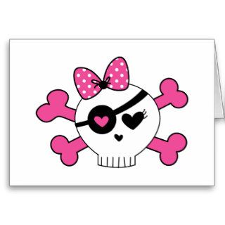 Girl Skull And Crossbones Greeting Cards