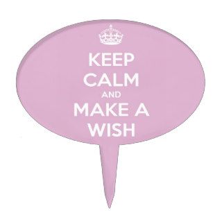 Keep Calm and Make a Wish Pink Cake Picks