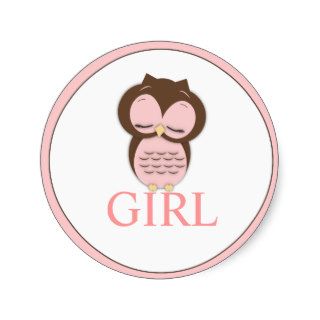 Sweet Little Girl Owl Gender Reveal Team GIRL Stickers