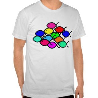 School of Christian Fish Symbols   Rainbow colors T shirt