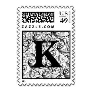 K  Letter K Renaissance Scroll Postage